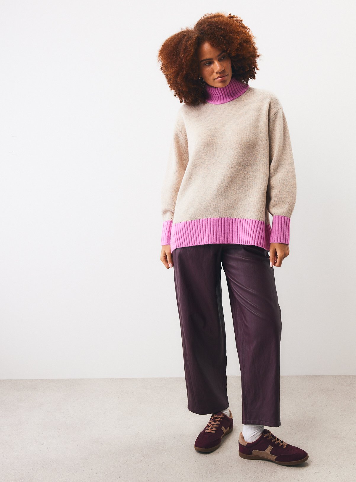 Multi-Coloured Pure Lambswool High Neck Jumper XS - Image 3 thumbnail
